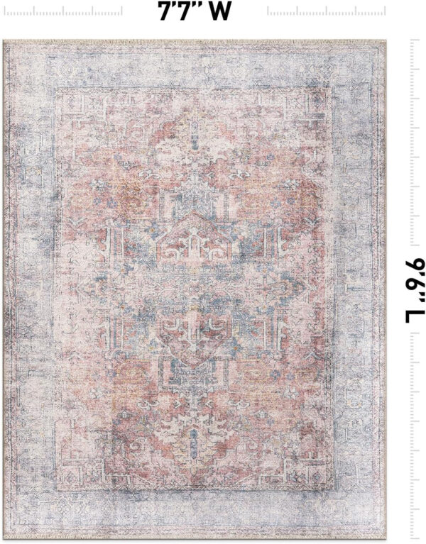 Rugshop Vintage Transitional Boho Machine Washable Area Rug Ideal for Living Room, Bedroom,Kitchen,Entryway,Dining Room,Office 7'7" x 9'6" Rust