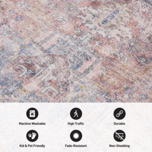 Rugshop Vintage Transitional Boho Machine Washable Area Rug Ideal for Living Room, Bedroom,Kitchen,Entryway,Dining Room,Office 7'7" x 9'6" Rust