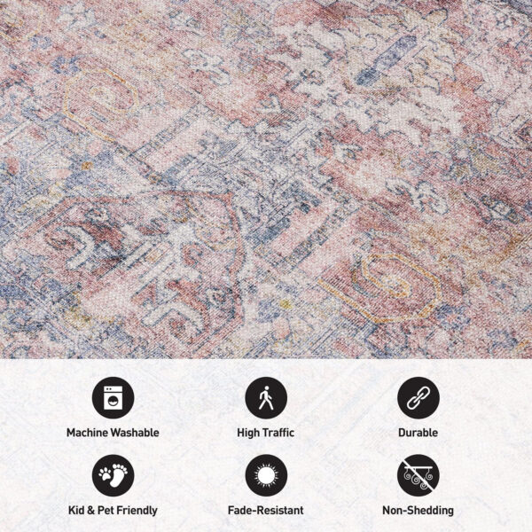 Rugshop Vintage Transitional Boho Machine Washable Area Rug Ideal for Living Room, Bedroom,Kitchen,Entryway,Dining Room,Office 7'7" x 9'6" Rust