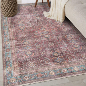 Rugshop Vintage Transitional Boho Machine Washable Area Rug Ideal for Living Room, Bedroom,Kitchen,Entryway,Dining Room,Office 7'7" x 9'6" Rust