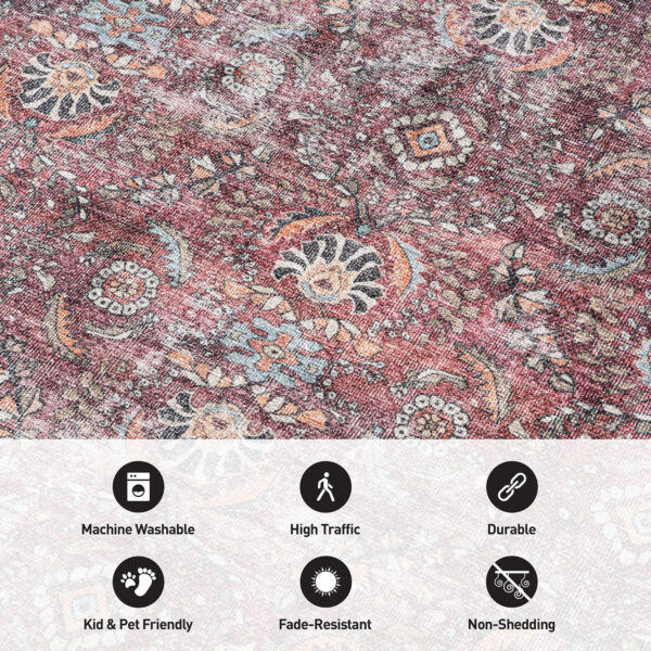 Rugshop Vintage Transitional Boho Machine Washable Area Rug Ideal for Living Room, Bedroom,Kitchen,Entryway,Dining Room,Office 7'7" x 9'6" Rust