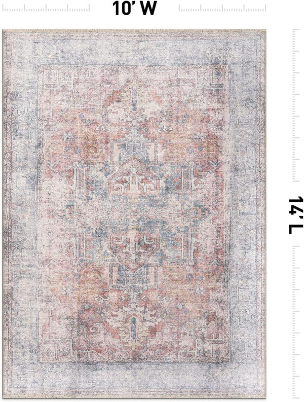 Rugshop Vintage Transitional Boho Machine Washable Area Rug Ideal for Living Room, Bedroom,Kitchen,Entryway,Dining Room,Office 7'7" x 9'6" Rust