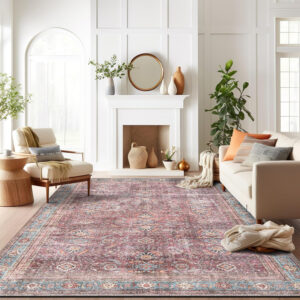 Rugshop Vintage Transitional Boho Machine Washable Area Rug Ideal for Living Room, Bedroom,Kitchen,Entryway,Dining Room,Office 7'7" x 9'6" Rust