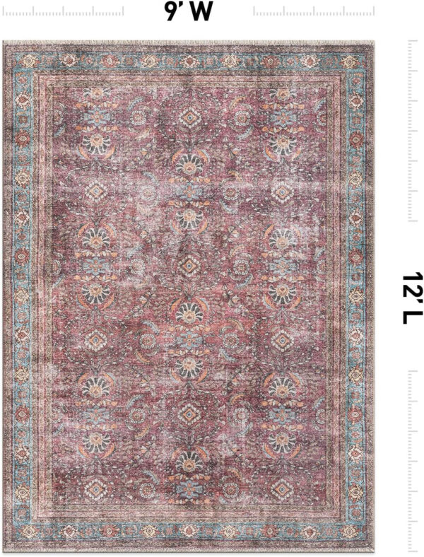 Rugshop Vintage Transitional Boho Machine Washable Area Rug Ideal for Living Room, Bedroom,Kitchen,Entryway,Dining Room,Office 7'7" x 9'6" Rust