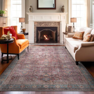 Rugshop Vintage Transitional Boho Machine Washable Area Rug Ideal for Living Room, Bedroom,Kitchen,Entryway,Dining Room,Office 7'7" x 9'6" Rust