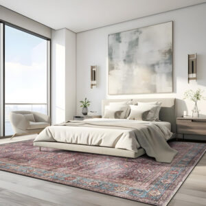 Rugshop Vintage Transitional Boho Machine Washable Area Rug Ideal for Living Room, Bedroom,Kitchen,Entryway,Dining Room,Office 7'7" x 9'6" Rust