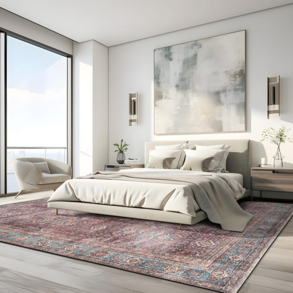 Rugshop Vintage Transitional Boho Machine Washable Area Rug Ideal for Living Room, Bedroom,Kitchen,Entryway,Dining Room,Office 7'7" x 9'6" Rust