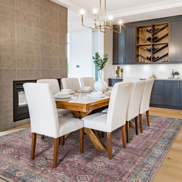 Rugshop Vintage Transitional Boho Machine Washable Area Rug Ideal for Living Room, Bedroom,Kitchen,Entryway,Dining Room,Office 7'7" x 9'6" Rust