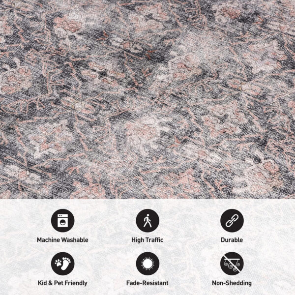 Rugshop Vintage Transitional Boho Machine Washable Area Rug Ideal for Living Room, Bedroom,Kitchen,Entryway,Dining Room,Office 7'7" x 9'6" Rust