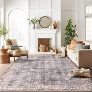 Rugshop Vintage Transitional Boho Machine Washable Area Rug Ideal for Living Room, Bedroom,Kitchen,Entryway,Dining Room,Office 7'7" x 9'6" Rust