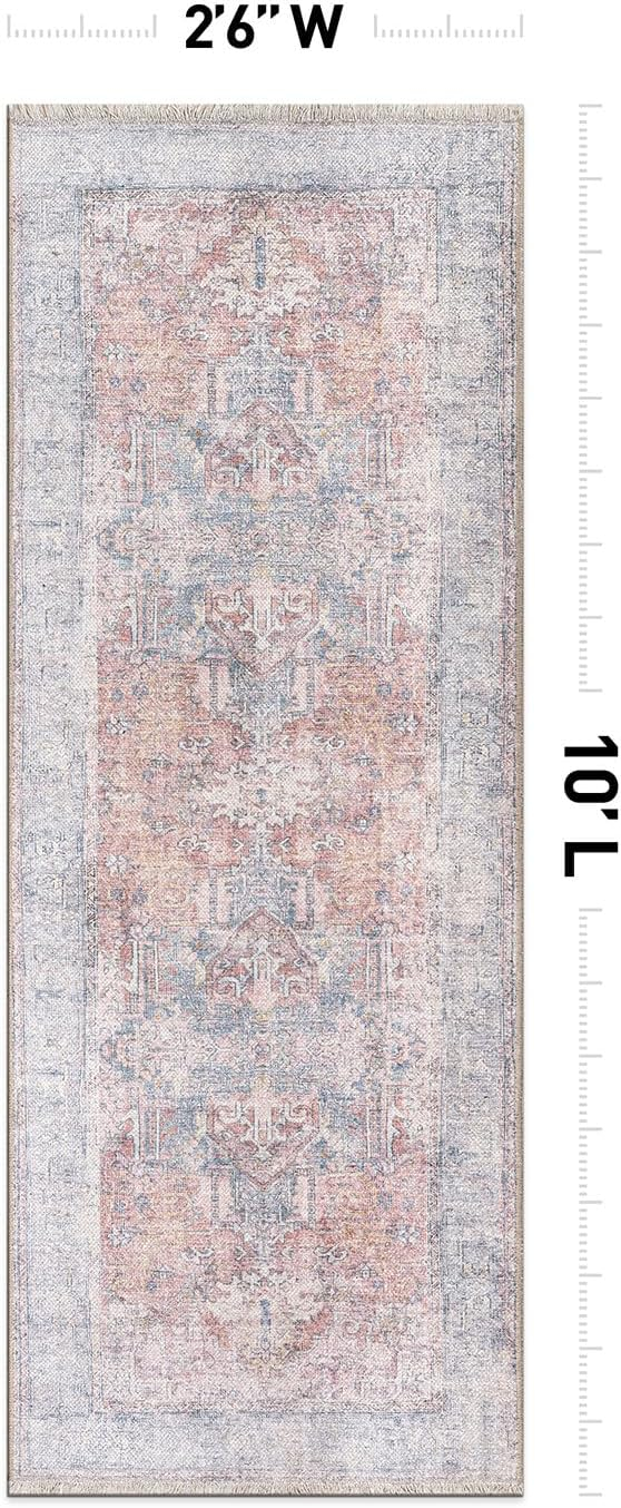 Rugshop Vintage Transitional Boho Machine Washable Area Rug Ideal for Living Room, Bedroom,Kitchen,Entryway,Dining Room,Office 7'7" x 9'6" Rust