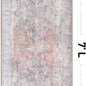 Rugshop Vintage Transitional Boho Machine Washable Area Rug Ideal for Living Room, Bedroom,Kitchen,Entryway,Dining Room,Office 7'7" x 9'6" Rust