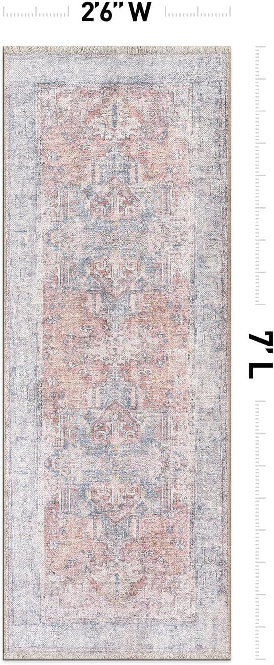 Rugshop Vintage Transitional Boho Machine Washable Area Rug Ideal for Living Room, Bedroom,Kitchen,Entryway,Dining Room,Office 7'7" x 9'6" Rust
