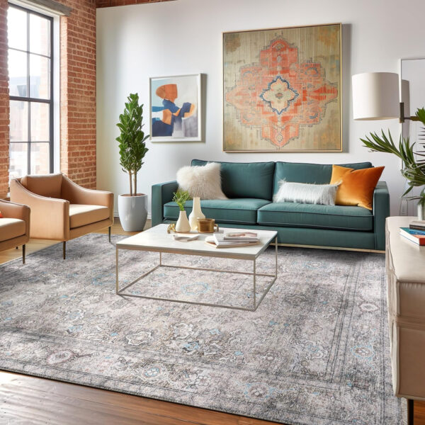 Rugshop Vintage Transitional Boho Machine Washable Area Rug Ideal for Living Room, Bedroom,Kitchen,Entryway,Dining Room,Office 7'7" x 9'6" Rust