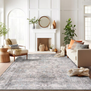 Rugshop Vintage Transitional Boho Machine Washable Area Rug Ideal for Living Room, Bedroom,Kitchen,Entryway,Dining Room,Office 7'7" x 9'6" Rust