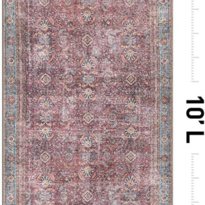 Rugshop Vintage Transitional Boho Machine Washable Area Rug Ideal for Living Room, Bedroom,Kitchen,Entryway,Dining Room,Office 7'7" x 9'6" Rust