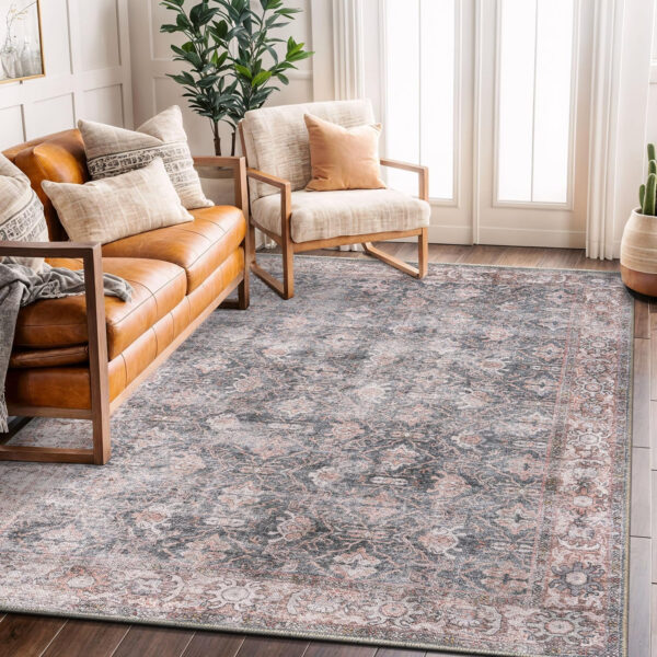 Rugshop Vintage Transitional Boho Machine Washable Area Rug Ideal for Living Room, Bedroom,Kitchen,Entryway,Dining Room,Office 7'7" x 9'6" Rust