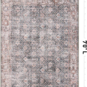 Rugshop Vintage Transitional Boho Machine Washable Area Rug Ideal for Living Room, Bedroom,Kitchen,Entryway,Dining Room,Office 7'7" x 9'6" Rust