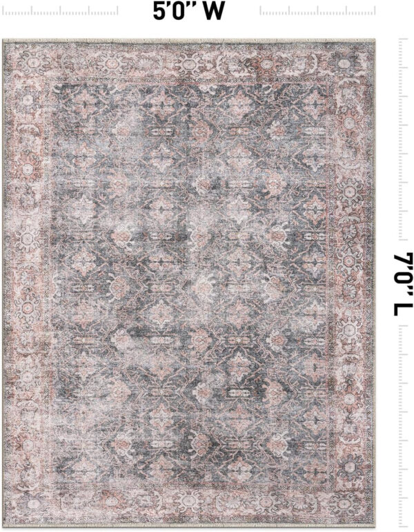 Rugshop Vintage Transitional Boho Machine Washable Area Rug Ideal for Living Room, Bedroom,Kitchen,Entryway,Dining Room,Office 7'7" x 9'6" Rust