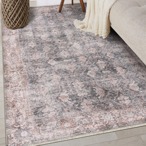 Rugshop Vintage Transitional Boho Machine Washable Area Rug Ideal for Living Room, Bedroom,Kitchen,Entryway,Dining Room,Office 7'7" x 9'6" Rust