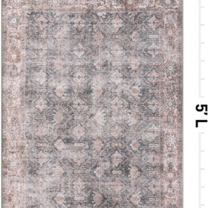 Rugshop Vintage Transitional Boho Machine Washable Area Rug Ideal for Living Room, Bedroom,Kitchen,Entryway,Dining Room,Office 7'7" x 9'6" Rust
