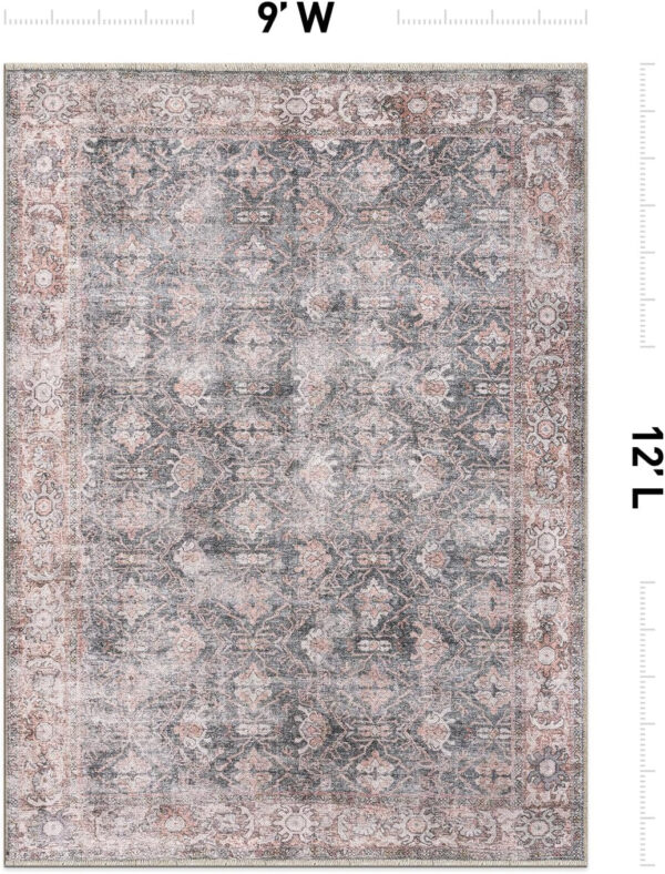 Rugshop Vintage Transitional Boho Machine Washable Area Rug Ideal for Living Room, Bedroom,Kitchen,Entryway,Dining Room,Office 7'7" x 9'6" Rust