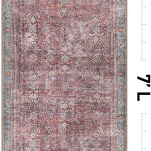 Rugshop Vintage Transitional Boho Machine Washable Area Rug Ideal for Living Room, Bedroom,Kitchen,Entryway,Dining Room,Office 7'7" x 9'6" Rust