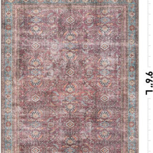 Rugshop Vintage Transitional Boho Machine Washable Area Rug Ideal for Living Room, Bedroom,Kitchen,Entryway,Dining Room,Office 7'7" x 9'6" Rust