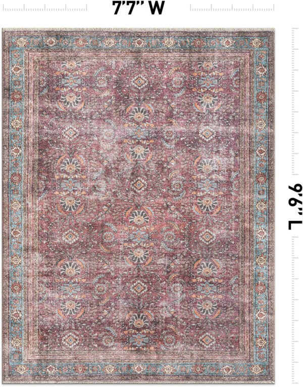 Rugshop Vintage Transitional Boho Machine Washable Area Rug Ideal for Living Room, Bedroom,Kitchen,Entryway,Dining Room,Office 7'7" x 9'6" Rust