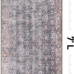 Rugshop Vintage Transitional Boho Machine Washable Area Rug Ideal for Living Room, Bedroom,Kitchen,Entryway,Dining Room,Office 7'7" x 9'6" Rust