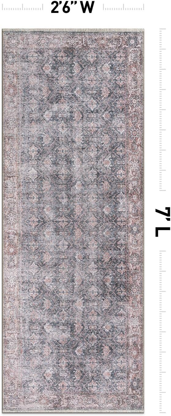Rugshop Vintage Transitional Boho Machine Washable Area Rug Ideal for Living Room, Bedroom,Kitchen,Entryway,Dining Room,Office 7'7" x 9'6" Rust
