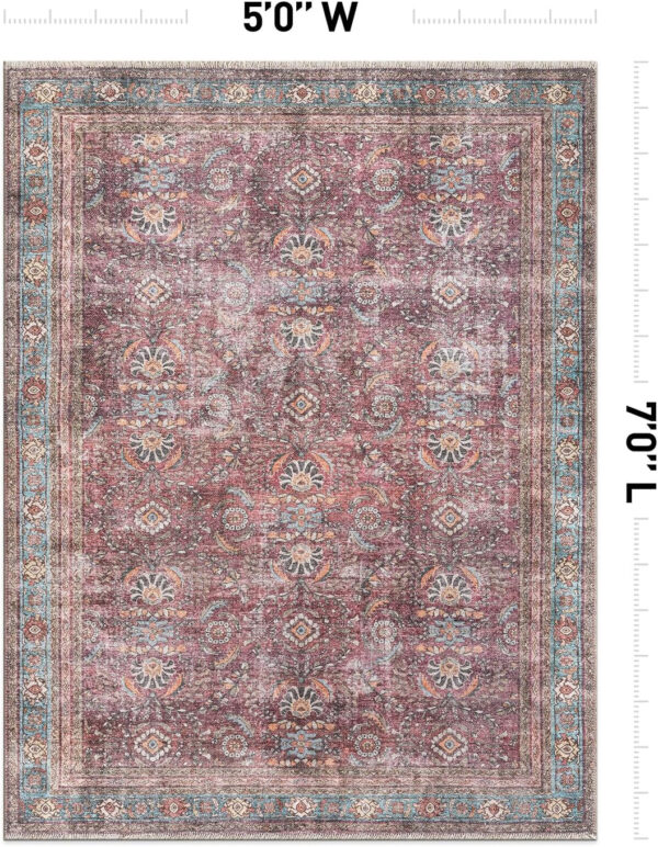 Rugshop Vintage Transitional Boho Machine Washable Area Rug Ideal for Living Room, Bedroom,Kitchen,Entryway,Dining Room,Office 7'7" x 9'6" Rust