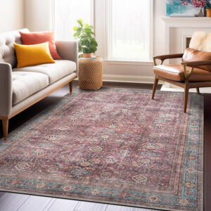 Rugshop Vintage Transitional Boho Machine Washable Area Rug Ideal for Living Room, Bedroom,Kitchen,Entryway,Dining Room,Office 7'7" x 9'6" Rust