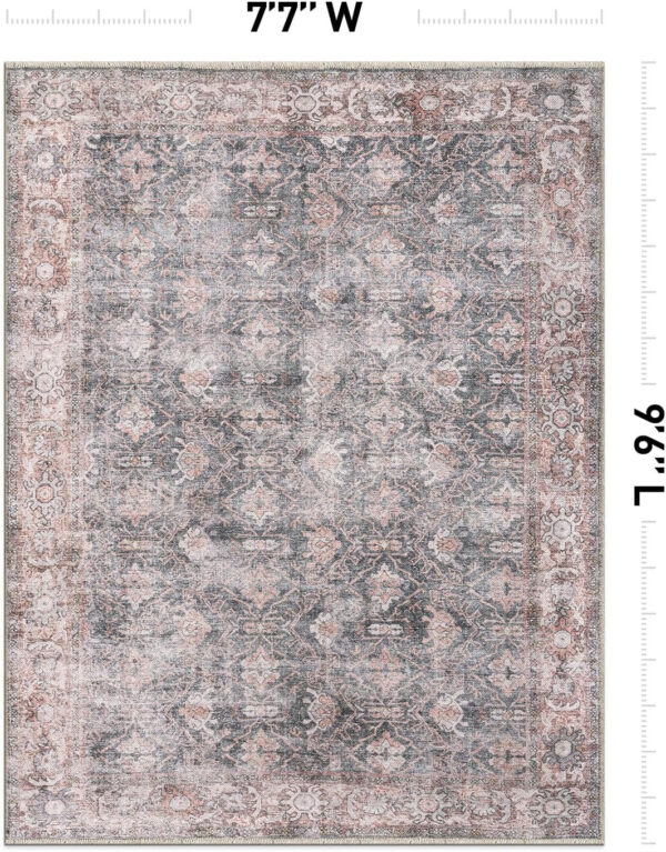 Rugshop Vintage Transitional Boho Machine Washable Area Rug Ideal for Living Room, Bedroom,Kitchen,Entryway,Dining Room,Office 7'7" x 9'6" Rust