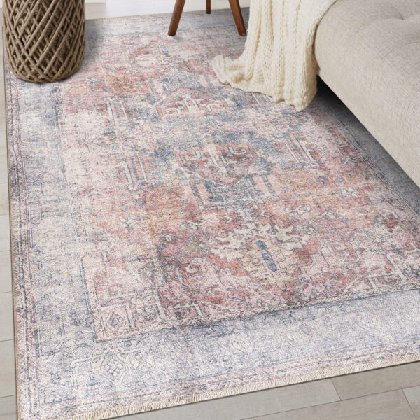 Rugshop Vintage Transitional Boho Machine Washable Area Rug Ideal for Living Room, Bedroom,Kitchen,Entryway,Dining Room,Office 7'7" x 9'6" Rust