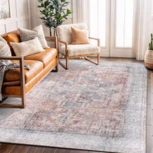 Rugshop Vintage Transitional Boho Machine Washable Area Rug Ideal for Living Room, Bedroom,Kitchen,Entryway,Dining Room,Office 7'7" x 9'6" Rust