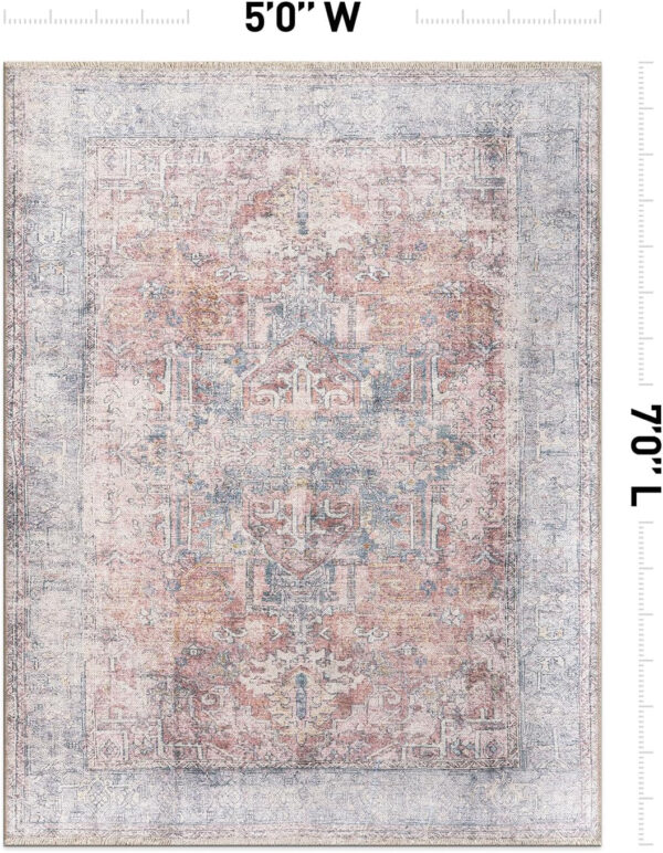 Rugshop Vintage Transitional Boho Machine Washable Area Rug Ideal for Living Room, Bedroom,Kitchen,Entryway,Dining Room,Office 7'7" x 9'6" Rust