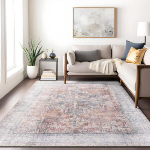 Rugshop Vintage Transitional Boho Machine Washable Area Rug Ideal for Living Room, Bedroom,Kitchen,Entryway,Dining Room,Office 7'7" x 9'6" Rust