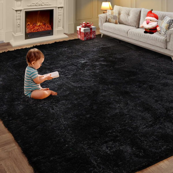 6888962a4e02c71d4e2a44a828f01072890600a164c279849e8e0.jpg 8x10 Feet Shag Area Rugs, Large Shag Fluffy Bedroom Carpet, Soft Rugs for Nursery, Furry Rugs for Girls Boys Kids Room, Extra Large Fuzzy Rug, Shag Carpet, Black