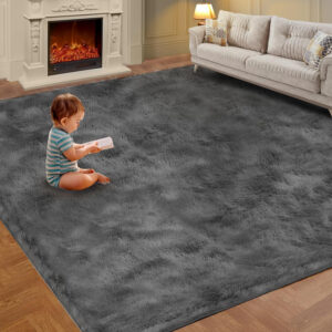 68889640c260899603767c1c01a4f1f72c8f52116d97592e0d93c.jpg 8x10 Feet Shag Area Rugs, Large Shag Fluffy Bedroom Carpet, Soft Rugs for Nursery, Furry Rugs for Girls Boys Kids Room, Extra Large Fuzzy Rug, Shag Carpet, Black