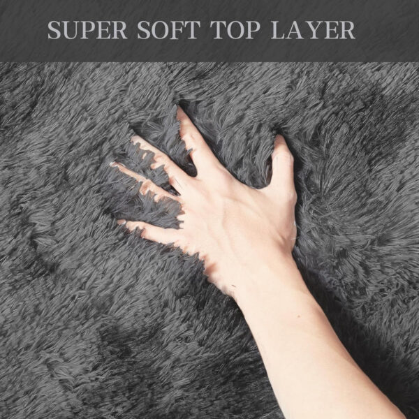 688896474c16651627a32605eb6656e62b3080dfa34549ef29a6e.jpg 8x10 Feet Shag Area Rugs, Large Shag Fluffy Bedroom Carpet, Soft Rugs for Nursery, Furry Rugs for Girls Boys Kids Room, Extra Large Fuzzy Rug, Shag Carpet, Black