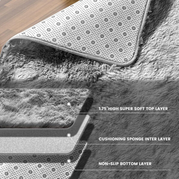 6888965a178c0b119aecf73071239101f7b653d5858006c7fe668.jpg 8x10 Feet Shag Area Rugs, Large Shag Fluffy Bedroom Carpet, Soft Rugs for Nursery, Furry Rugs for Girls Boys Kids Room, Extra Large Fuzzy Rug, Shag Carpet, Black