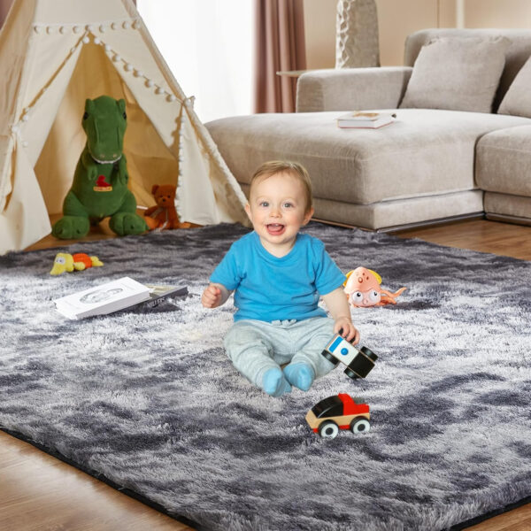 68889669a6490c47b0a19967c5e1a1d7273ff2fc9286b632049e5.jpg 8x10 Feet Shag Area Rugs, Large Shag Fluffy Bedroom Carpet, Soft Rugs for Nursery, Furry Rugs for Girls Boys Kids Room, Extra Large Fuzzy Rug, Shag Carpet, Black