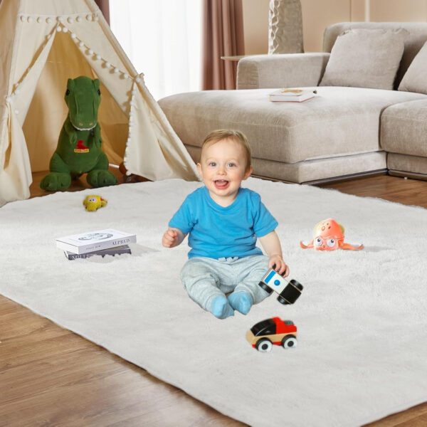 688896700247398ed27d63ec77e87e4a82a9217360f6f36cd73f5.jpg 8x10 Feet Shag Area Rugs, Large Shag Fluffy Bedroom Carpet, Soft Rugs for Nursery, Furry Rugs for Girls Boys Kids Room, Extra Large Fuzzy Rug, Shag Carpet, Black