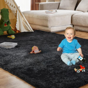 6888969bd7de52942cc2d2bf3acb94de0706ea71ee21df4a721d0.jpg 8x10 Feet Shag Area Rugs, Large Shag Fluffy Bedroom Carpet, Soft Rugs for Nursery, Furry Rugs for Girls Boys Kids Room, Extra Large Fuzzy Rug, Shag Carpet, Black