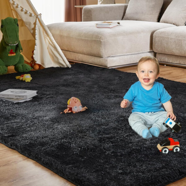 6888969bd7de52942cc2d2bf3acb94de0706ea71ee21df4a721d0.jpg 8x10 Feet Shag Area Rugs, Large Shag Fluffy Bedroom Carpet, Soft Rugs for Nursery, Furry Rugs for Girls Boys Kids Room, Extra Large Fuzzy Rug, Shag Carpet, Black