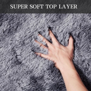 688896a1cc60e8118193009fa15a488b8265e87e59ffa9ecc2389.jpg 8x10 Feet Shag Area Rugs, Large Shag Fluffy Bedroom Carpet, Soft Rugs for Nursery, Furry Rugs for Girls Boys Kids Room, Extra Large Fuzzy Rug, Shag Carpet, Black