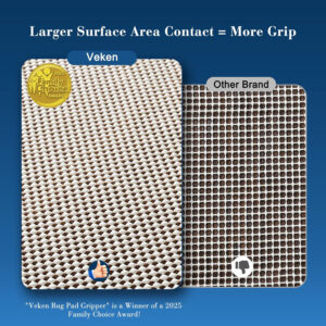 Veken 8x10 Ft Rug Pad Gripper for Hardwood Floors, Non Slip Rug Pads for Area Rugs, Thick Rug Grippers for Tile Floors, Under Carpet Anti Skid Mat, Keep Your Rugs Safe and in Place