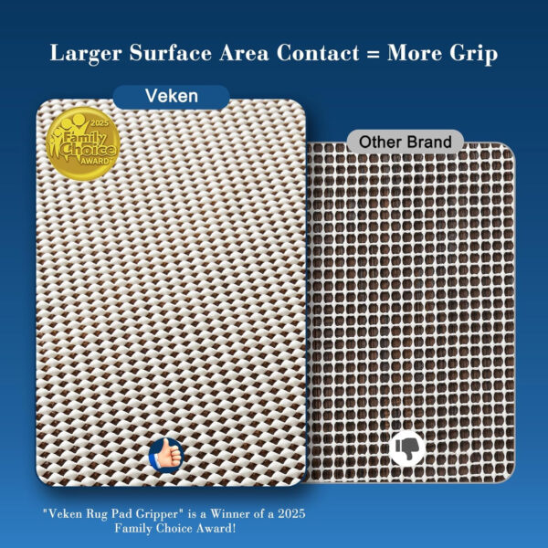 Veken 8x10 Ft Rug Pad Gripper for Hardwood Floors, Non Slip Rug Pads for Area Rugs, Thick Rug Grippers for Tile Floors, Under Carpet Anti Skid Mat, Keep Your Rugs Safe and in Place