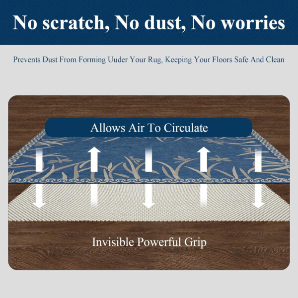 Veken 8x10 Ft Rug Pad Gripper for Hardwood Floors, Non Slip Rug Pads for Area Rugs, Thick Rug Grippers for Tile Floors, Under Carpet Anti Skid Mat, Keep Your Rugs Safe and in Place